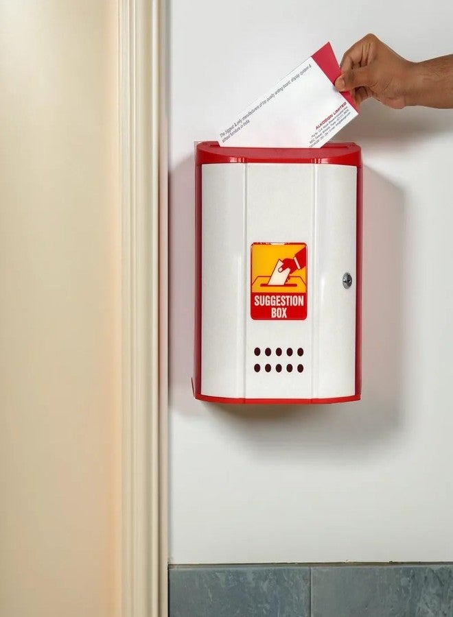 ALKOSIGN Letter Box/Mailbox (White, Red) - Secured Plastic Letter Box for Indoor & Outdoor, Hanging Suggestion Box for Office, Banks, Hostel, Hospital, Home, Society, Large A4 Size Post Box - Image 4